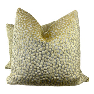 Kravet “Flurries” in Citrine 22” Pillows-A Pair For Sale