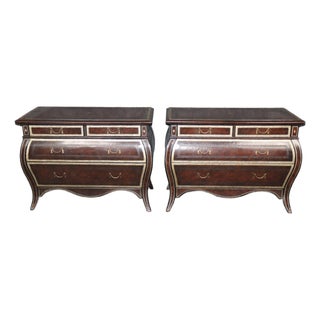 Pair Leather Wrapped and Embossed Maitland Smith Commodes For Sale