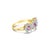 Contemporary Three Flower Shaped Diamond Ruby Ring 14k Yellow Gold, Size 6 For Sale - Image 3 of 3