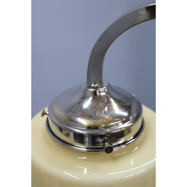 Art Deco Nickel Pendant Light with Cream Glass Cylinders, 1930s For Sale - Image 9 of 15