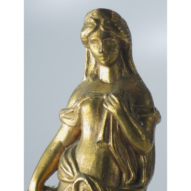 19th Century Neoclassical Lady Statue Antique Gold-Plated Spelter Gilded Sculpture Fennel, Clock Part For Sale - Image 5 of 15