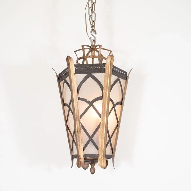 Mid-Century Modern Vintage Gilt Metal Lantern For Sale - Image 3 of 8