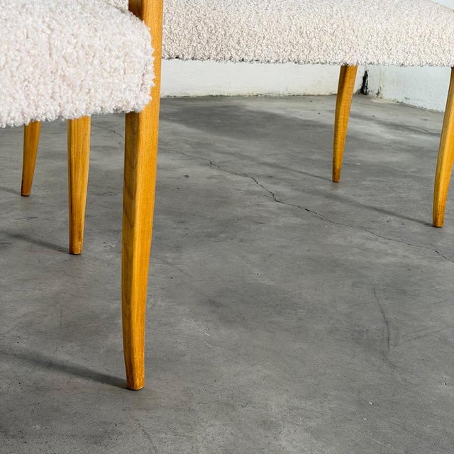 Benches in Blonde Maple with Bouclé Upholstery attributed to Guglielmo Ulrich, 1940s, Set of 2 For Sale - Image 12 of 17