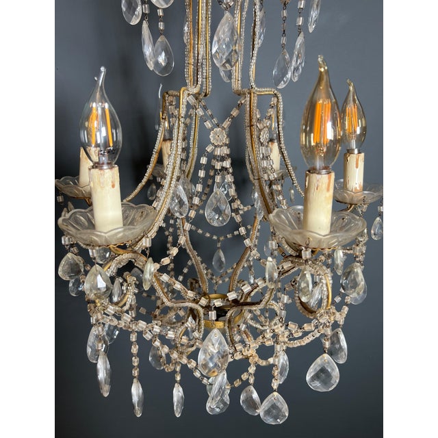 Metal 1970s Italian pearl and crystal chandelier For Sale - Image 7 of 12