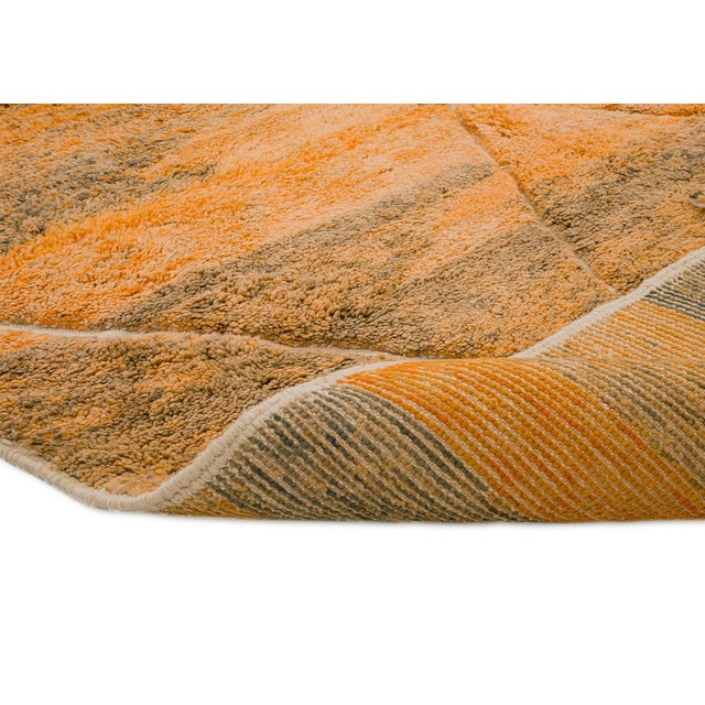 Burnt Orange Hand-Knotted Moroccan Wool Rug | 9'7" X 7'1" | One of a Kind For Sale - Image 8 of 9