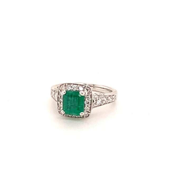 Natural Finely Faceted Quality Emerald Diamond Ring 14k Gold 1.40 TCW Certified $4,950 920938 This is a Unique Custom Made...