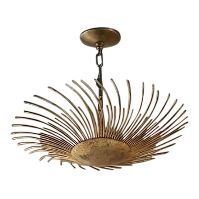 Vintage Brass Pendant With Great Patina Fully Wired and Ready to Hang For Sale