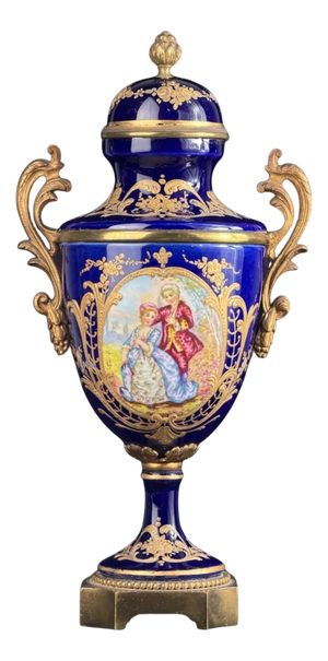 French Cobalt Blue Porcelain Urn with Gilt Decoration, Paris, 1880-1900