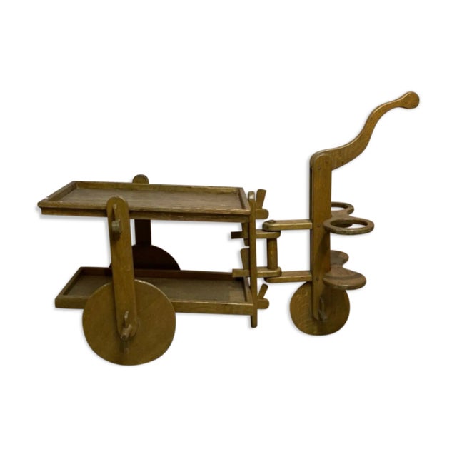 Wood Midcentury Brutalist Modernist Oak Bar Cart or Trolley, 1950s For Sale - Image 7 of 8