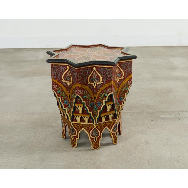 Moorish Middle Eastern Polychrome Star Shaped Drink Table For Sale - Image 10 of 15