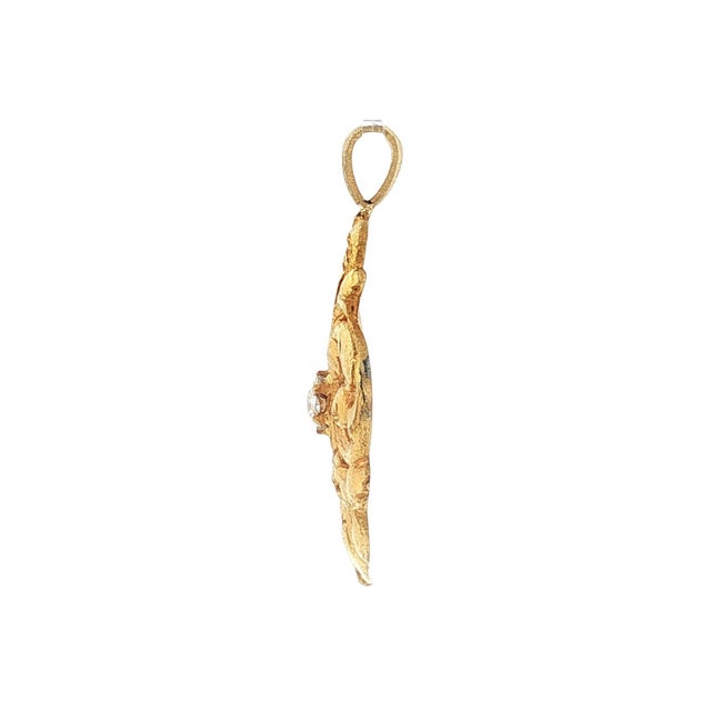 Victorian 19th Century Victorian 18 Karat Hand Pierced and Carved Old Mine Cut Diamond Pendant For Sale - Image 3 of 4