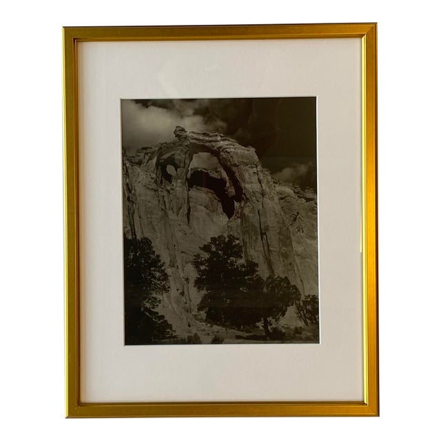 Mid-Century Black and White Western Photograph in Gold Leaf Frame For Sale