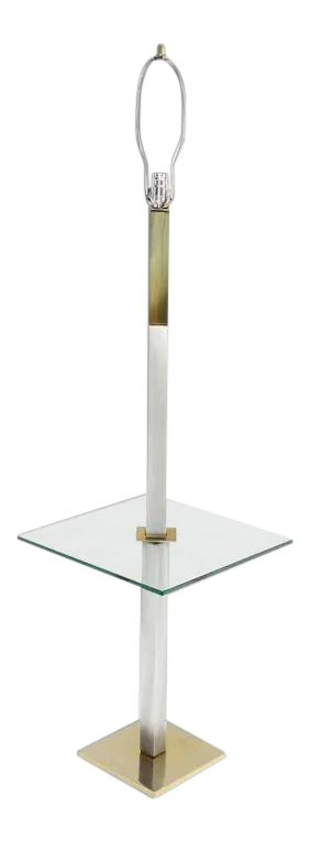Chrome Brass Glass Table Floor Lamp Square Side Table