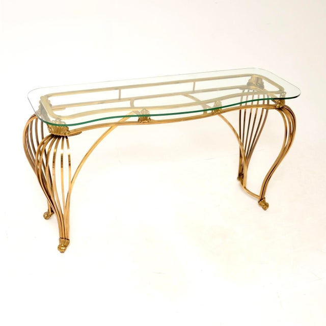 Vintage Italian Brass and Glass Console Table, 1960s For Sale - Image 11 of 11