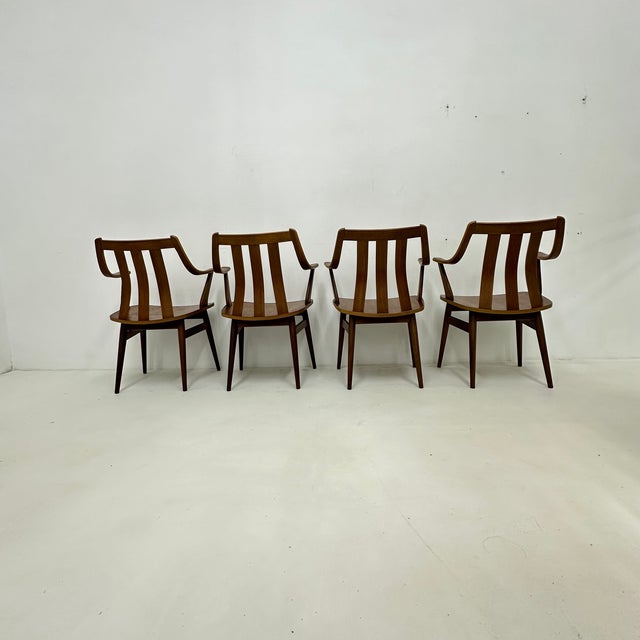 Teak Plywood Dining Chairs attributed to Pastoe, 1960s, Set of 4 For Sale - Image 16 of 18