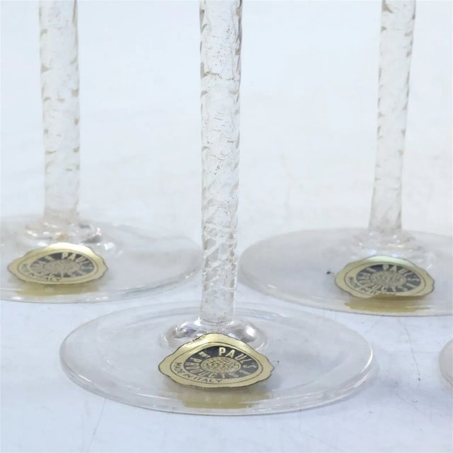 1950s Italian Hand-Blown Long Stemmed Blue Nason Moretti Wine Glasses- Set of 6 For Sale In New York - Image 6 of 7