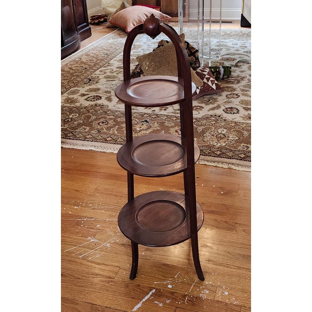 Brown Vintage Edwardian Three-Tired Muffin Stand For Sale - Image 8 of 9