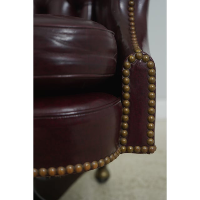 Kittinger Burgundy Tufted Leather Executive Desk Chair For Sale - Image 10 of 18