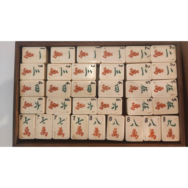 One-of-a-Kind Antique Mahjong Set From the 1920s in Amazing Carved Box For Sale - Image 10 of 16