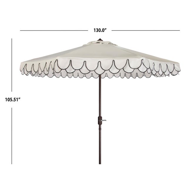 Modern Elegant Valance 11Ft Round Umbrella, Ivory With Black Trim For Sale - Image 3 of 6