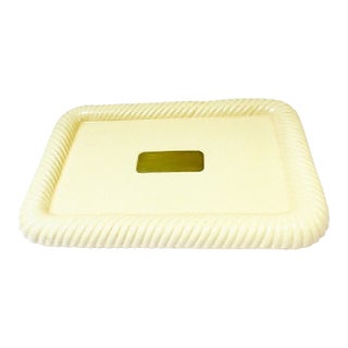 Midcentury Ceramic and Brass Serving Tray by Tommaso Barbi, Italy 1970s For Sale