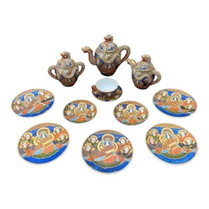 Vintage Mid-Century Modern Japanese Imari Tea Set- 11 Pieces
