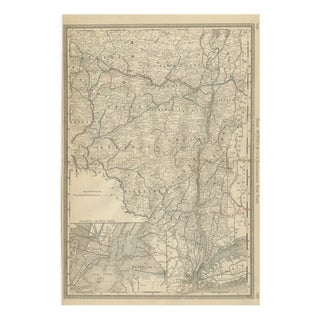 Antique Lithograph Map of Southeastern New York by Rand McNally, 1888 For Sale