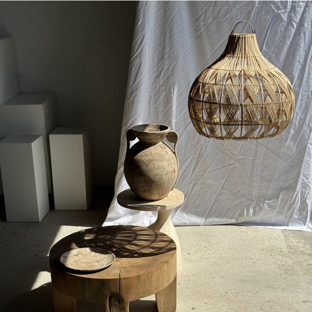 Woven Wicker Bulb Pendant Light For Sale - Image 9 of 18