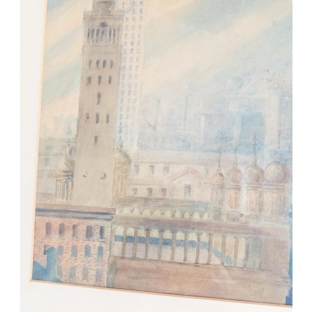 1930's Architectural Watercolor Study Painting of New York City For Sale - Image 9 of 12