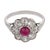 Art Deco 1930s Art Deco Ruby Diamond Platinum Cluster Ring, Size 7 For Sale - Image 3 of 7