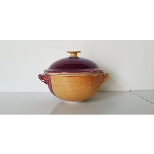 Vintage Handmade Pottery Pot With Lid by Glass For Sale - Image 9 of 9