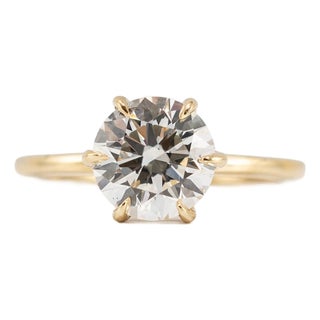 14k Yellow Gold 1.58ctw Lab Grown Round Diamond Hidden Halo Engagement Ring, Size 5.5 For Sale