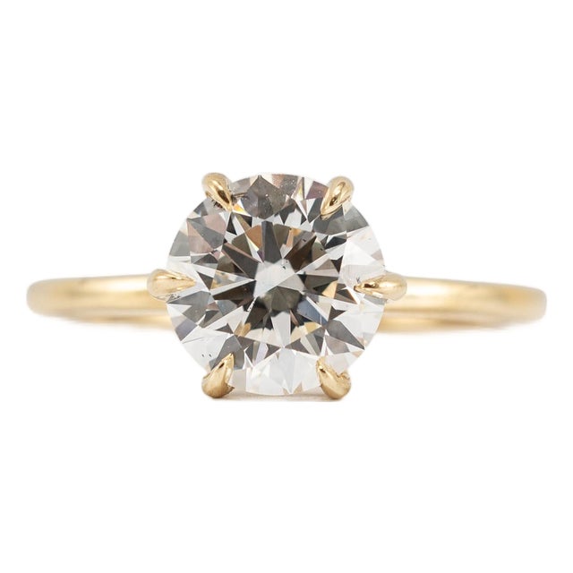 14k Yellow Gold 1.58ctw Lab Grown Round Diamond Hidden Halo Engagement Ring, Size 5.5 For Sale