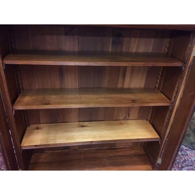Antique Victorian Bookcase, Walnut Bookshelf With Glass Doors For Sale - Image 9 of 18