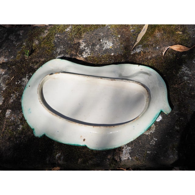 1900 - 1909 1900 French Majolica Art Nouveau Large Turquoise and Purple Oyster Shaped Dish or Tray For Sale - Image 5 of 11