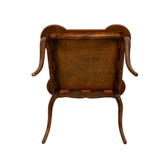 1970s Italian Cabriole Leg Parquetry Top Oak Game Table Made in Italy For Sale - Image 9 of 9