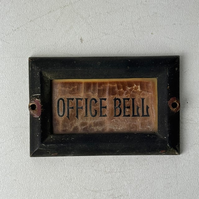 A rare and a unique find in this small cast iron sign/plaque, stating where to ring the "Office Bell"! A Late 19th - Early...
