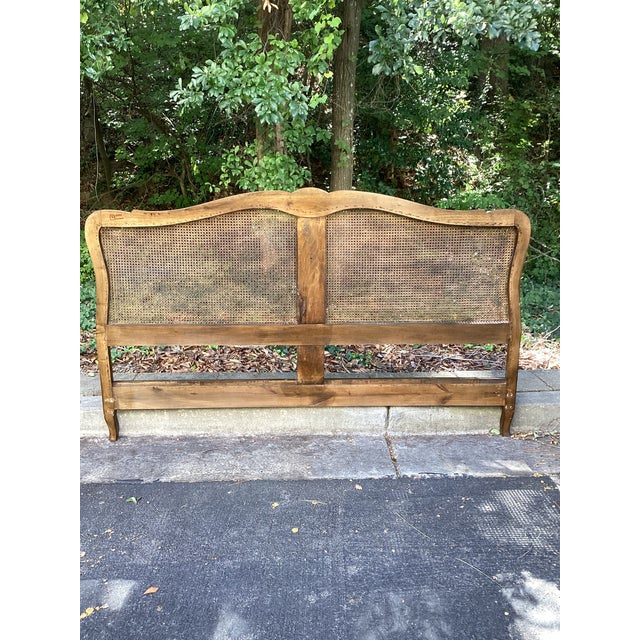 Brown Meldan Furniture French Provincial King-Size Walnut and Cane Headboard For Sale - Image 8 of 9
