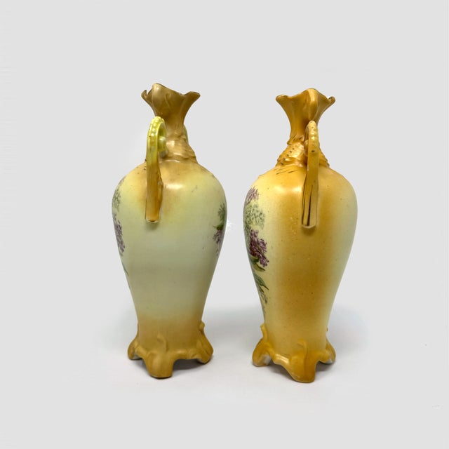 Early 20th Century Pair Antique Robert Hanke Royal Wettina Austria Art Nouveau Vases For Sale - Image 5 of 9