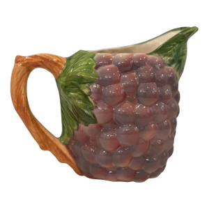 Vintage Italian Purple Grapes Majolica Style Pitcher