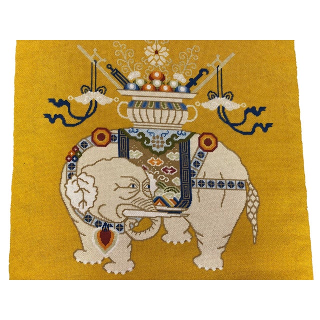 Elephant Wall Hanging made with Needlepoint Textile - 5'2" X 2'5"