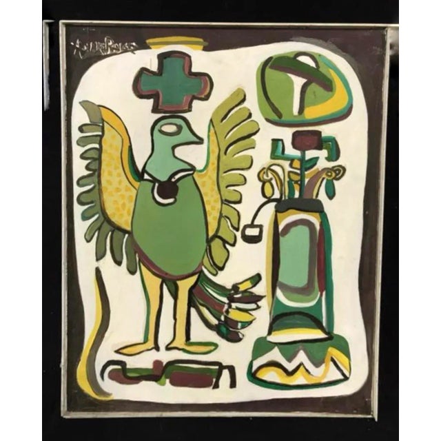 Mid Century Folk Art Painting "Bird" For Sale In New York - Image 6 of 6