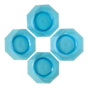 1920s Fostoria Octagonal Electric Blue Luncheon Plates- Set of 4