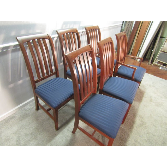 Item: Ethan Allen American Impressions solid cherry set of six dining chairs. Age: 2000's. Details: Two arm and four side...