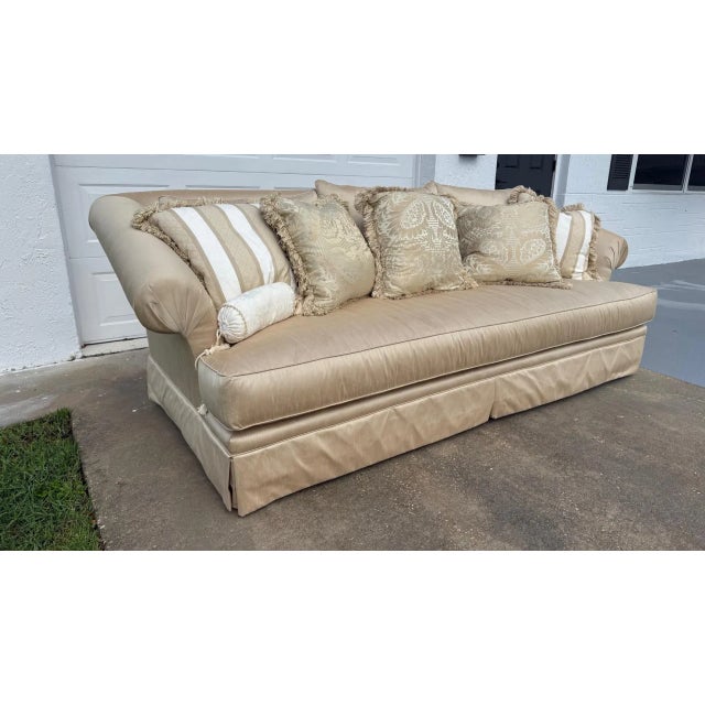 Custom-Made Sofa in Champagne Sheen Fabric — Designed for Fran Murphy Interiors For Sale - Image 4 of 12