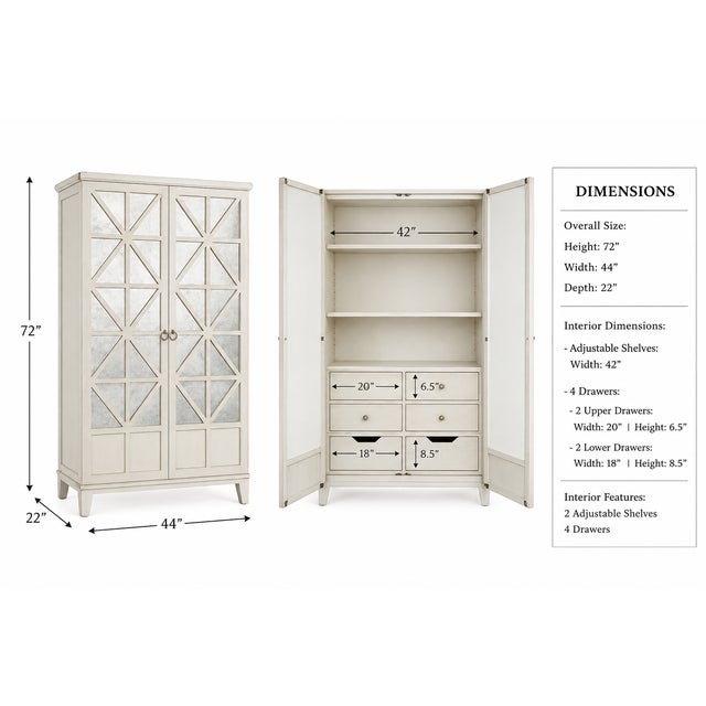 Elegant Hickory Chair display armoire finished in the manufacturer's highly sought-after Weathered White finish. This...