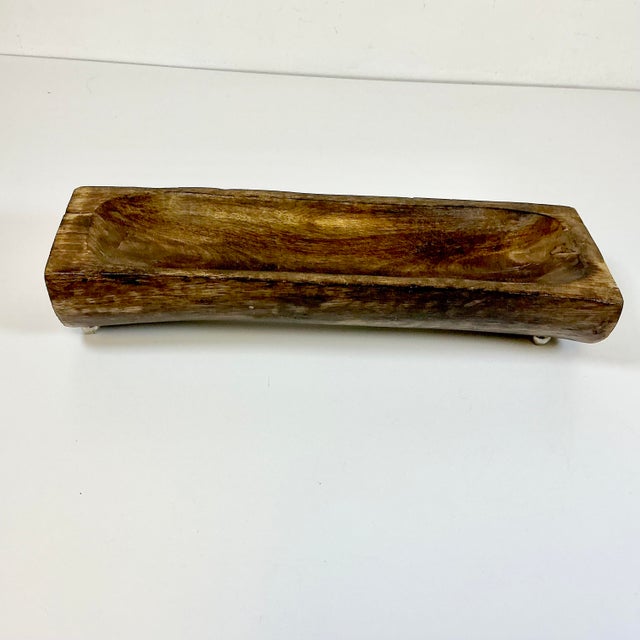 Late 19th C Antique Rustic European French Hand Carved Wood Dough Bowl For Sale - Image 4 of 14