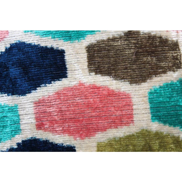 Contemporary Turkish Multi Colors Velvet Silk Ikat Pillow For Sale - Image 4 of 10