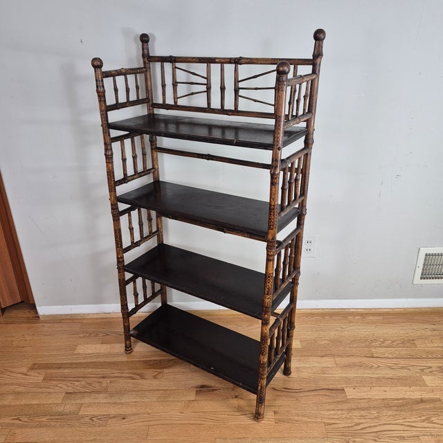 Early 1900s English Aesthetic Movement Burnt Bamboo Bookshelf Etagere For Sale - Image 11 of 11