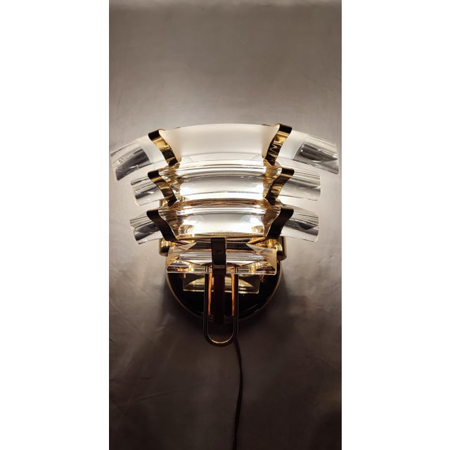 Gold Crystal Wall Lamp Italy, 1980s For Sale - Image 8 of 10
